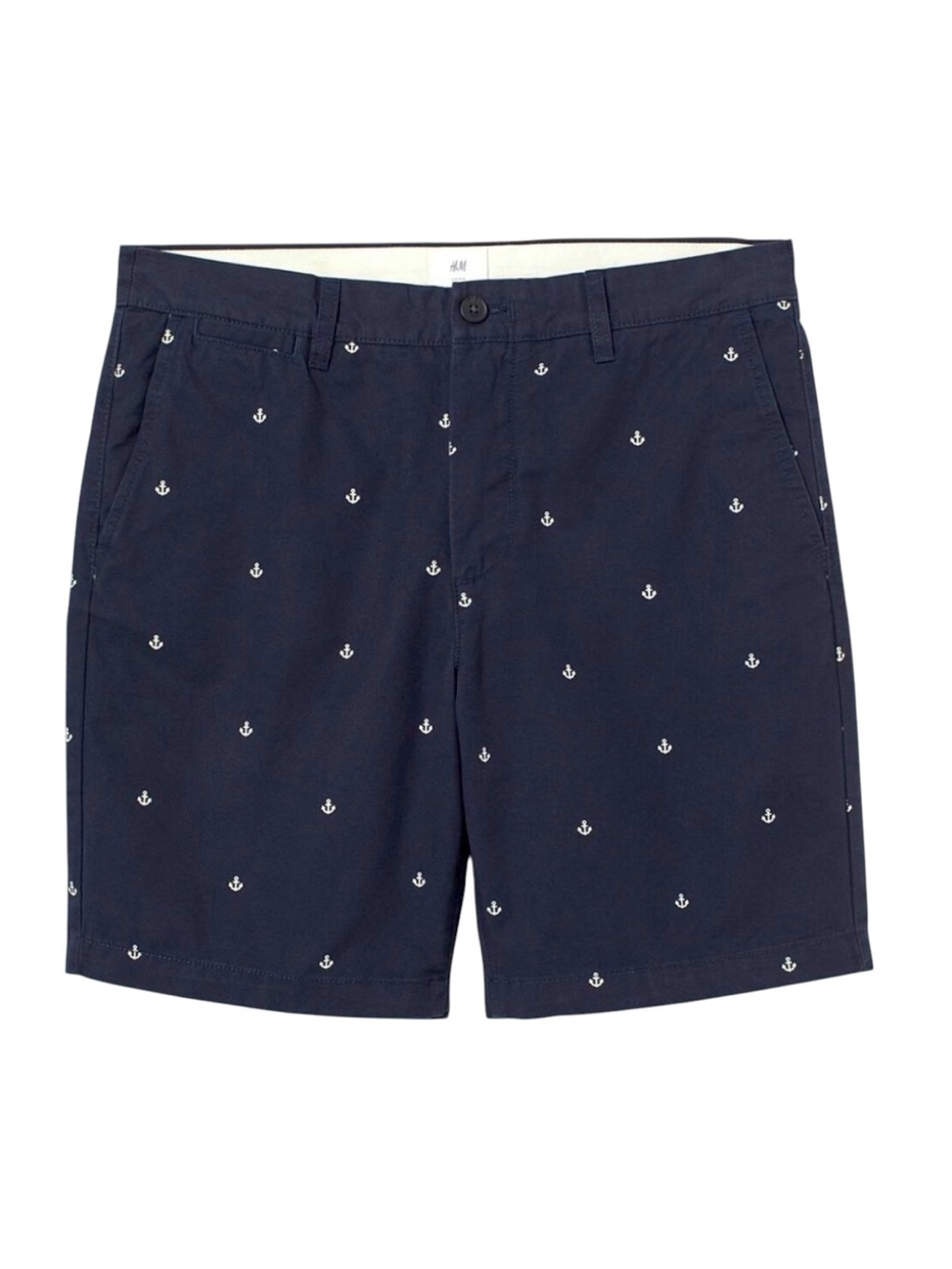 H&M Navy Blue Shorts with Embroidered Anchor Pattern